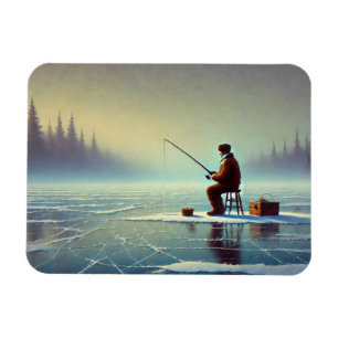 Íman Ice Pescar num lago gelado