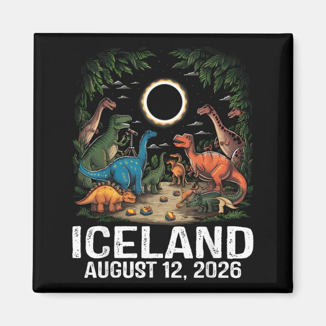 Íman Iceland Total Solar Eclipse 2026 Dinosaur T-Rex (Frente)