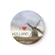 Ich liebe Holland Windmühlen Fotomagnet
