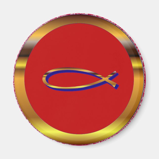 Íman Íchthys Red-Dourado Magnet (Frente)