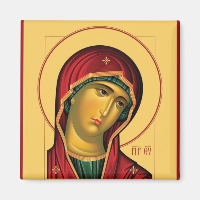 Íman Ícone Cristão Ortodoxo de Theotokos (Virgem Maria) (Frente)