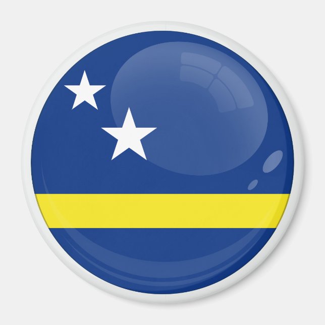 Íman ícone de bandeira redonda de Curaçao (Frente)