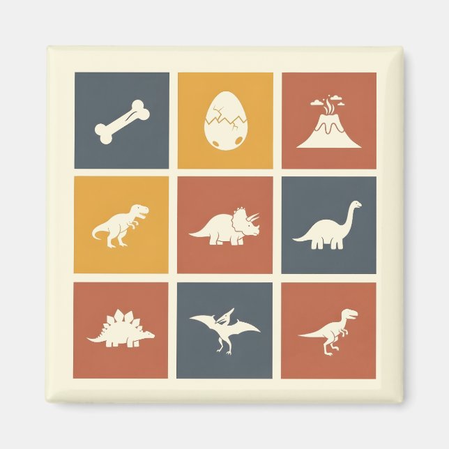 Íman Ícone de Grade de Dinossauro Moderno (Frente)