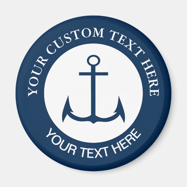Íman Ícone de logotipo personalizado náutico âncora (Frente)