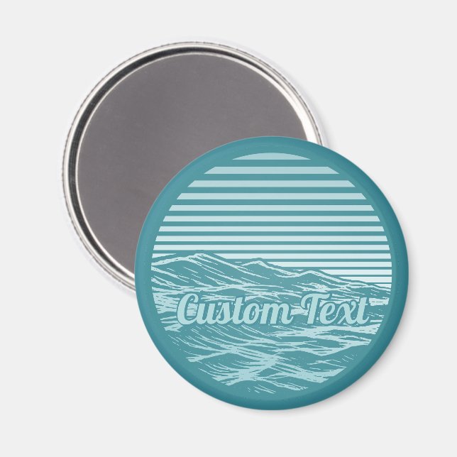 Íman Ícone de Ondas do Oceano Turquesa (Front/Back)
