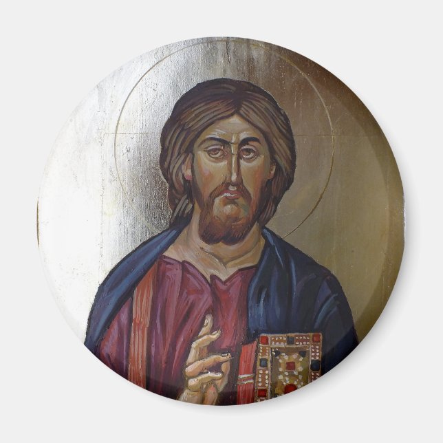 Íman Ícone Ortodoxo Grego do Pantocrator Cristo (Frente)