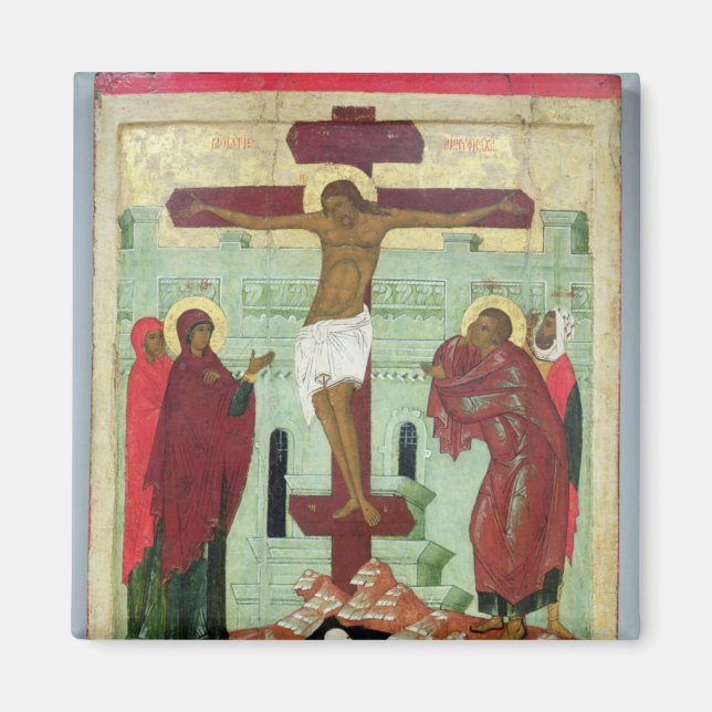 Íman Ícone representando a crucificação com a Virgem (Frente)