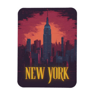 Íman Iconic New York Cityscape - Skyline noturno
