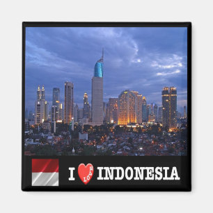 Íman ID - Indonésia - Jakarta Skyline I Love - Colagem