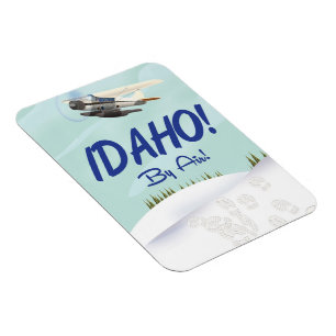 Íman Idaho! Cartaz de viagem vintage em desenho animado