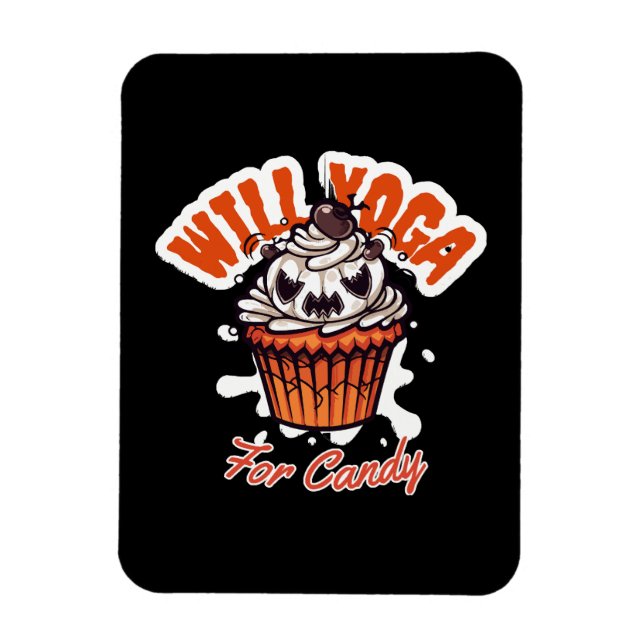 Íman Ideia de Cupcake de Halloween para Yoga das Mães (Vertical)