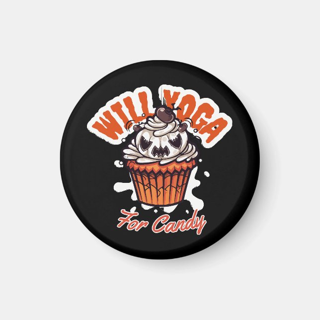 Íman Ideia de Cupcake de Halloween para Yoga das Mães (Frente)