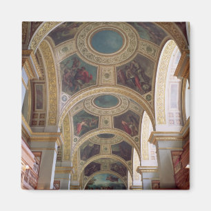 Íman Ideia do teto coffered da biblioteca com s dourado