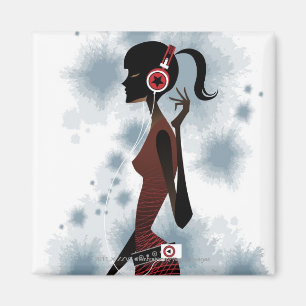 Íman Ideia lateral da música de escuta da mulher