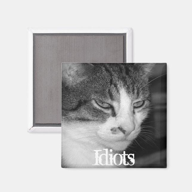 Íman "Idiotas" Crabby Cat Magnet (Front/Back)