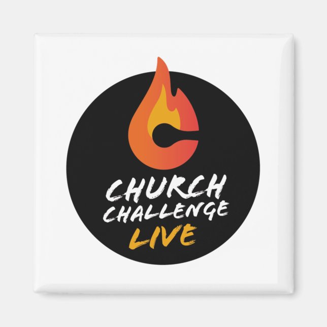 Íman IGREJA DESAFIO LIVE Orange Flamed C Square (Frente)