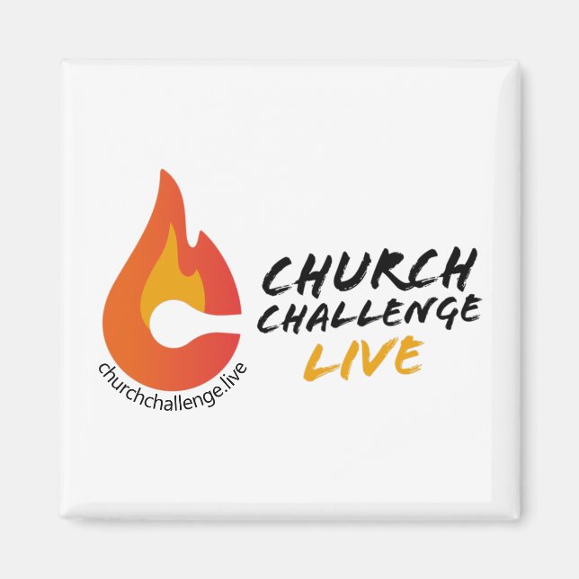 Íman IGREJA DESAFIO LIVE Orange Flamed C Square (Frente)