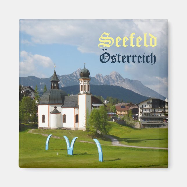 Íman Igreja em Seefeld, Áustria - ímã de texto (Frente)