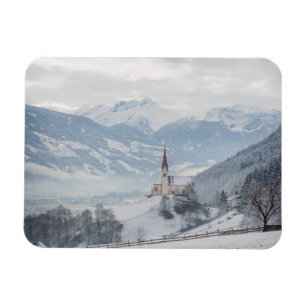 Íman Igreja em Zillertal no ímã retangular do inverno