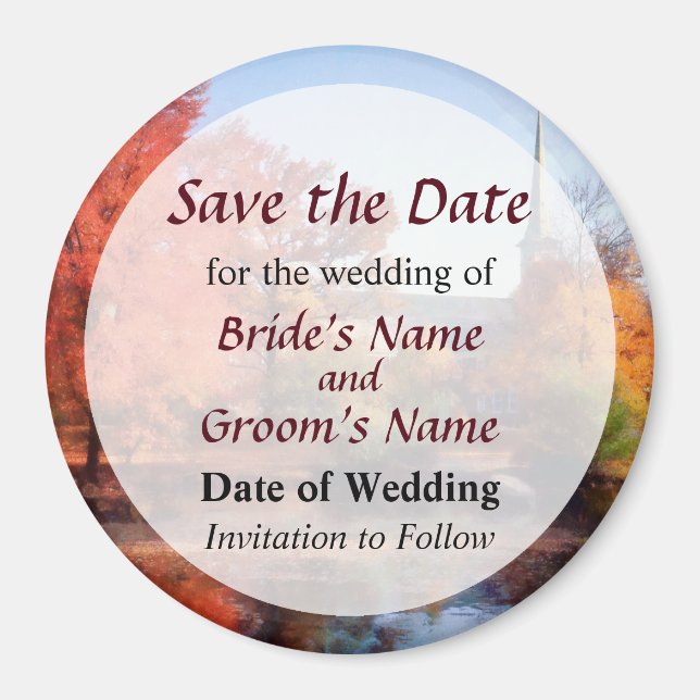 Íman Igreja no outono Salve a Data (Frente)