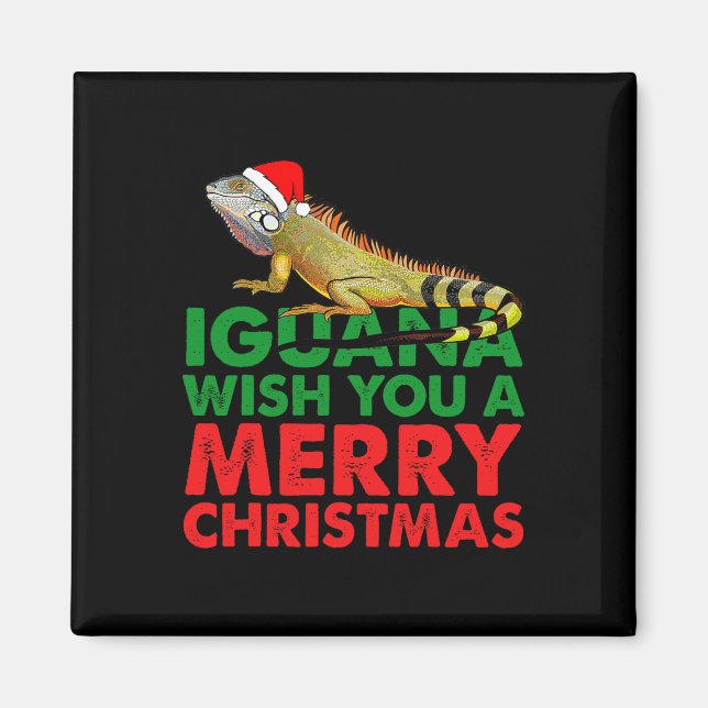 Íman Iguana Deseja Um Feliz Natal Iguana Engraçado  (Frente)