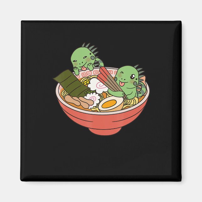 Íman Iguana Kawaii Ramen Funny Pet Gift (Frente)