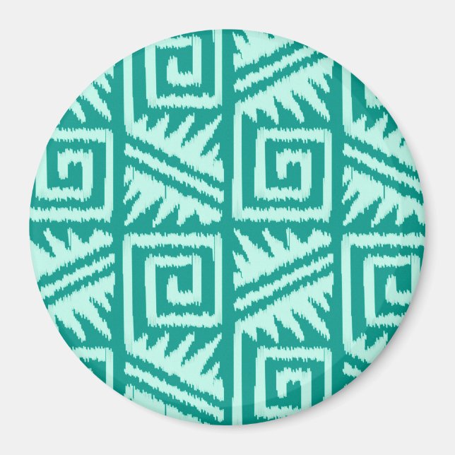 Íman Ikat Aztec Pattern - Turquoise e Aqua (Frente)