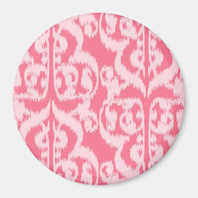 Íman Ikat Moorish Damask - tons de coral rosa (Frente)