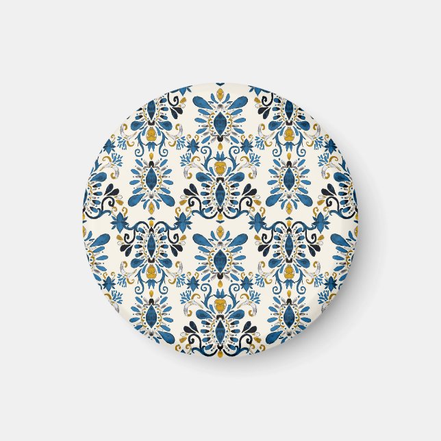 Íman Ikat tie-dye, tribal watercolor (Frente)