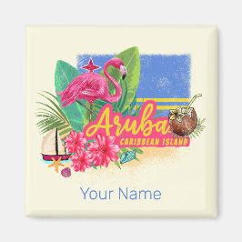 Íman Ilha Caribe Aruba com Flamingo Vintage