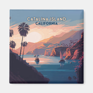 Íman Ilha Catalina California Boats Sunset Retro