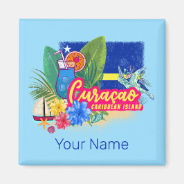 Íman Ilha de caribe Retro Curacao com vinheta de tartar