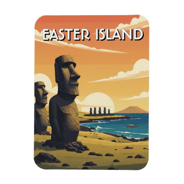 Íman Ilha de Páscoa Chile Moai Viagem (Vertical)