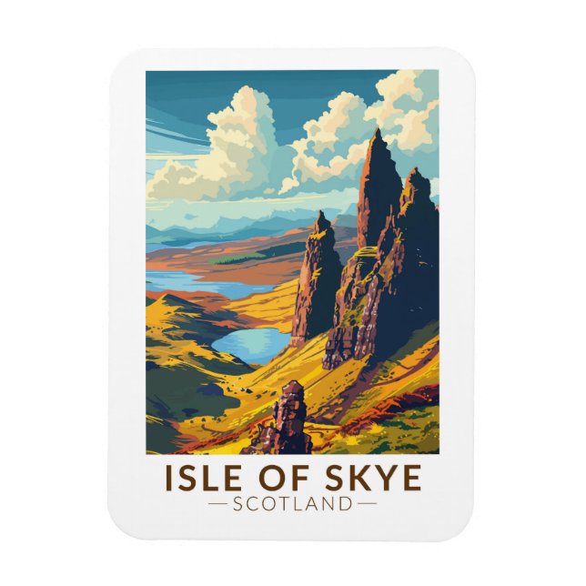Íman Ilha de Skye Scotland Viagem Art Vintage (Vertical)