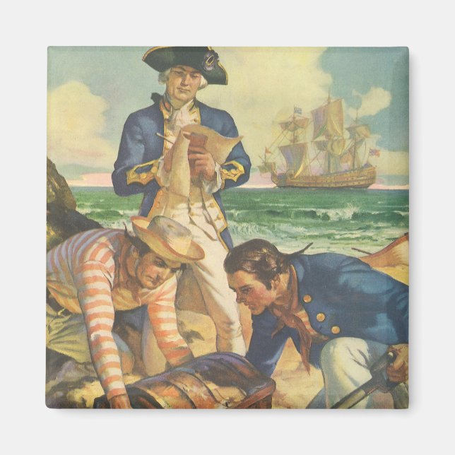 Íman Ilha do Tesouro, Contos de Fadas Piratas Vintage (Frente)