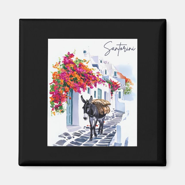 Íman Ilha Grega Santorini Donkey Em Grego Tradicional (Frente)