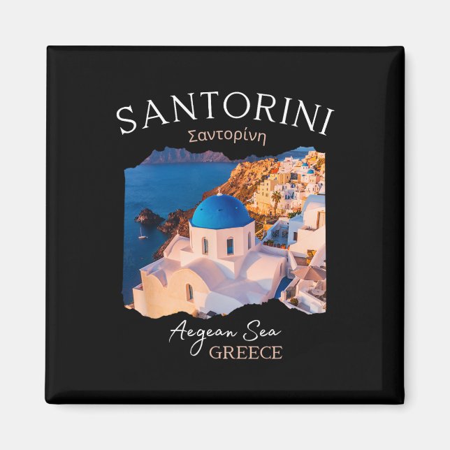 Íman Ilha Grega Santorini Grécia Oia Aldeia Chu Azul (Frente)