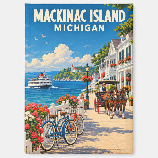 Íman Ilha Mackinac Michigan Arte de Viagem Vintage
