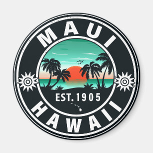 Íman Ilha Maui Hawaii Retro Sunset Souvenirs 60s