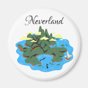 Íman Ilha Neverland com sereia e navio pirata