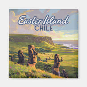 Íman Ilha páscoa Chile Moai Rapa Nui Polinésia Retro