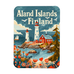 Íman Ilhas Åland Finlândia Arte desenhada à mão