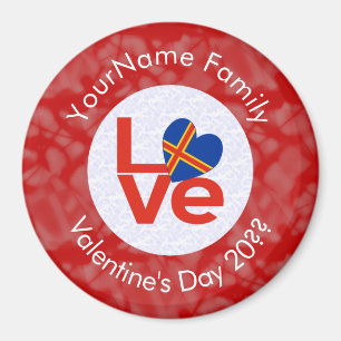Íman Ilhas Åland Red LOVE Flag Personalizado