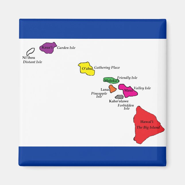 Íman Ilhas Havaianas - cor das suas Ilhas (Frente)