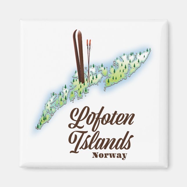 Íman Ilhas Lofoten, poster de esqui na Noruega. (Frente)