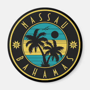 Íman Ilhas Nassau Bahamas Retro Palm Trees Souvenirs