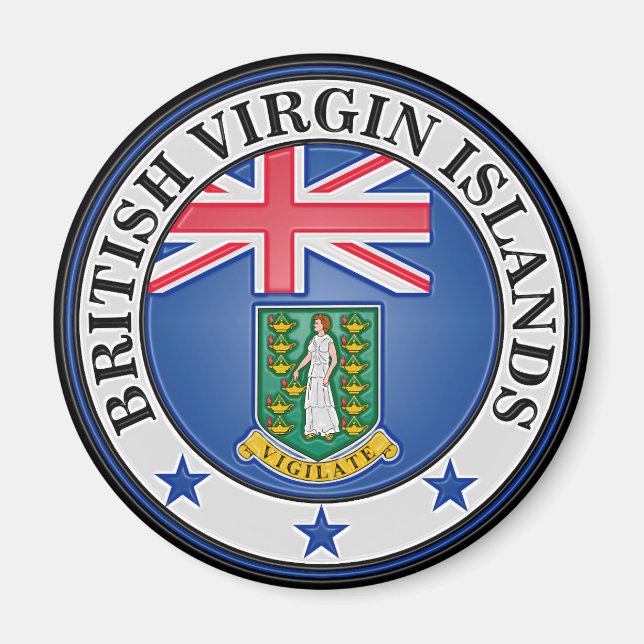Íman Ilhas Virgens Britânicas Round Emblem (Frente)