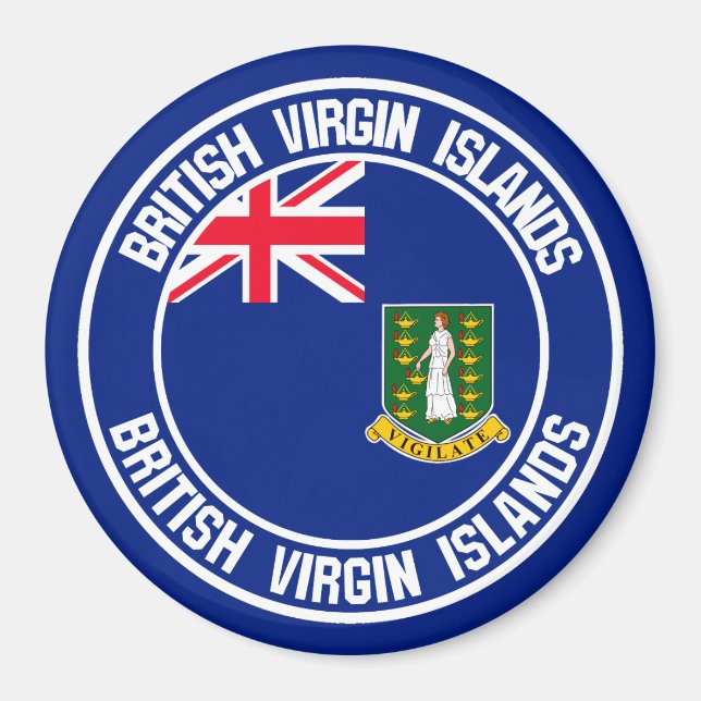 Íman Ilhas Virgens Britânicas Round Emblem (Frente)