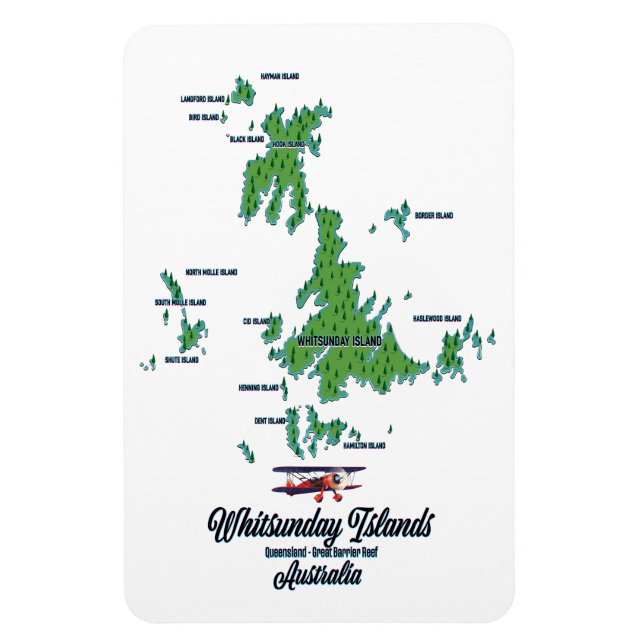 Íman Ilhas Whitsunday Austrália mapa poster (Vertical)