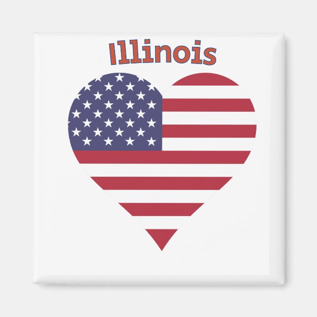 Íman Illinois American Flag Heart (Frente)